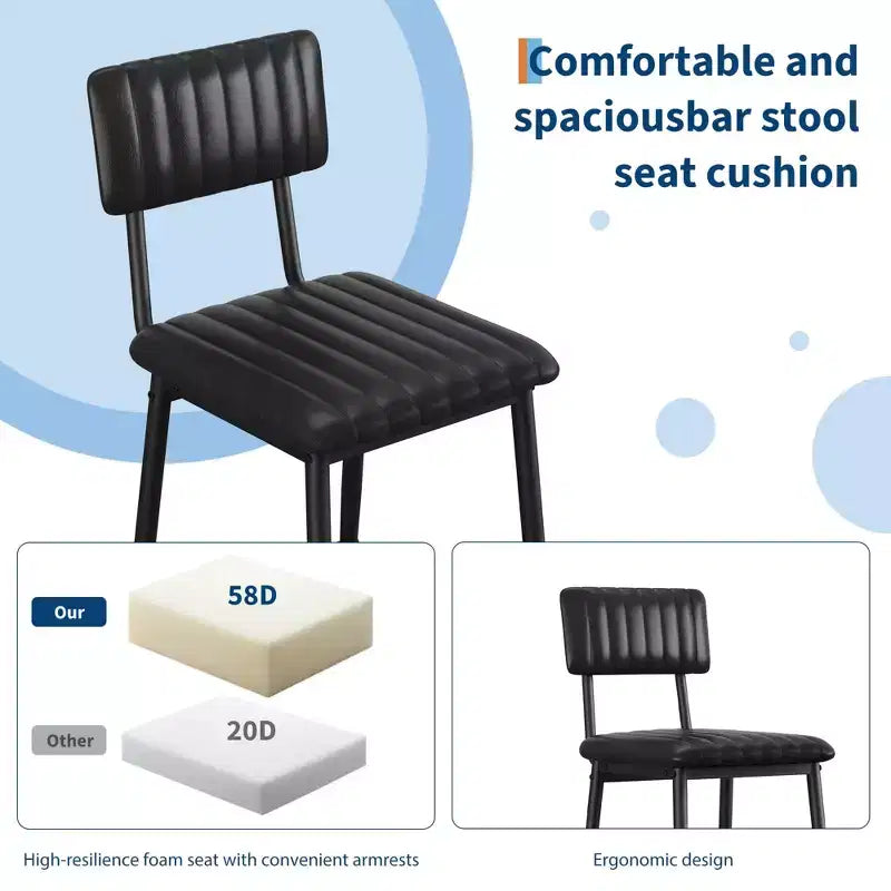 PU Leather Counter Height Bar Stools with Thick Cushion and Thickened Metal Legs, for Island, Counter Bar, Kitchen