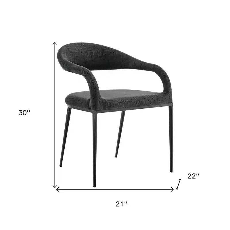 Gray And Black Upholstered Polyester Open Back Dining Arm Chairs