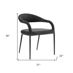 Gray And Black Upholstered Polyester Open Back Dining Arm Chairs