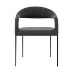 Gray And Black Upholstered Polyester Open Back Dining Arm Chairs