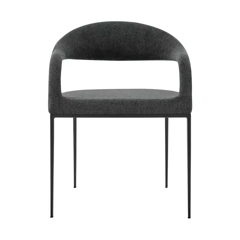 Gray And Black Upholstered Polyester Open Back Dining Arm Chairs
