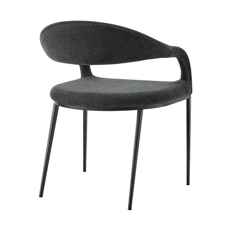 Gray And Black Upholstered Polyester Open Back Dining Arm Chairs