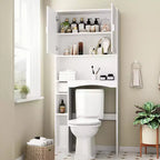 Water-Resistant Over-Toilet Storage Cabinet with Tissue Holder, Bathroom Organizer with 6 Compartments, Space-Saving Over-Toilet Shelves Etageres