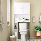 Water-Resistant Over-Toilet Storage Cabinet with Tissue Holder, Bathroom Organizer with 6 Compartments, Space-Saving Over-Toilet Shelves Etageres