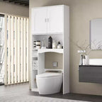 Water-Resistant Over-Toilet Storage Cabinet with Tissue Holder, Bathroom Organizer with 6 Compartments, Space-Saving Over-Toilet Shelves Etageres