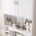 Water-Resistant Over-Toilet Storage Cabinet with Tissue Holder, Bathroom Organizer with 6 Compartments, Space-Saving Over-Toilet Shelves Etageres