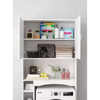 Water-Resistant Over-Toilet Storage Cabinet with Tissue Holder, Bathroom Organizer with 6 Compartments, Space-Saving Over-Toilet Shelves Etageres