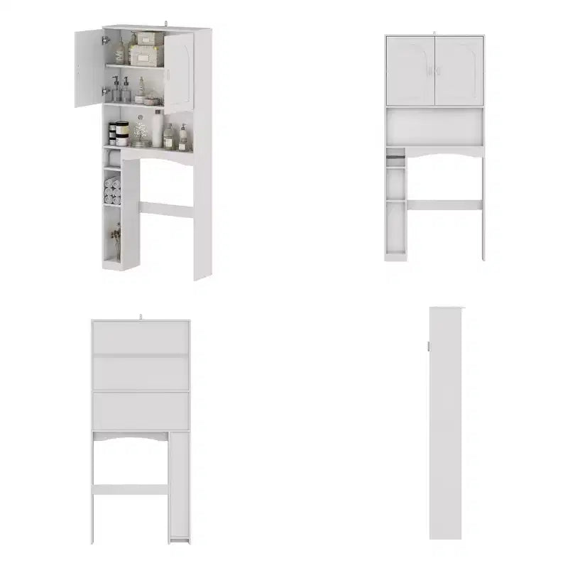 Water-Resistant Over-Toilet Storage Cabinet with Tissue Holder, Bathroom Organizer with 6 Compartments, Space-Saving Over-Toilet Shelves Etageres