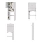 Water-Resistant Over-Toilet Storage Cabinet with Tissue Holder, Bathroom Organizer with 6 Compartments, Space-Saving Over-Toilet Shelves Etageres