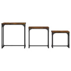 Nesting Coffee Table Black Engineered wood, metal Small Stackable