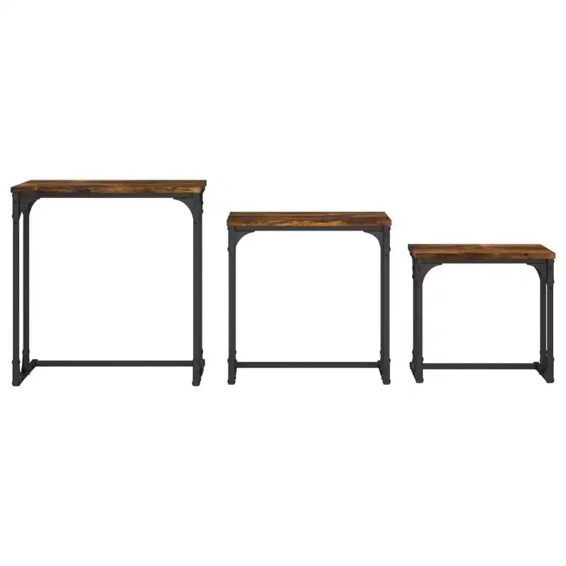 Nesting Coffee Table Black Engineered wood, metal Small Stackable