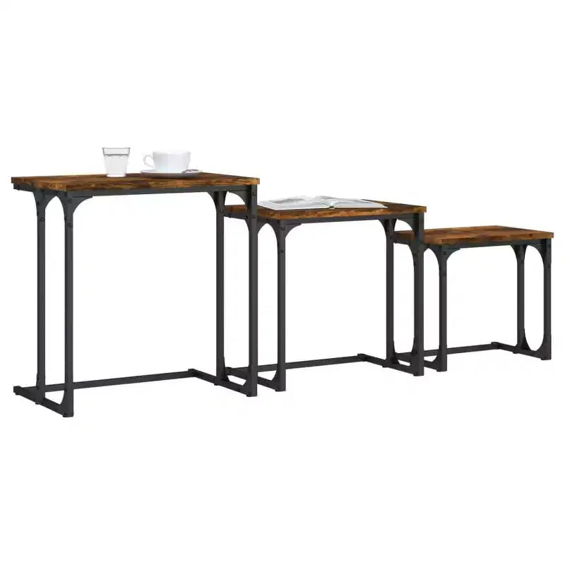 Nesting Coffee Table Black Engineered wood, metal Small Stackable