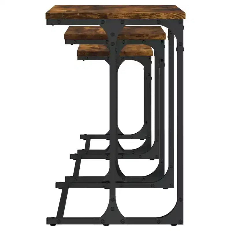 Nesting Coffee Table Black Engineered wood, metal Small Stackable
