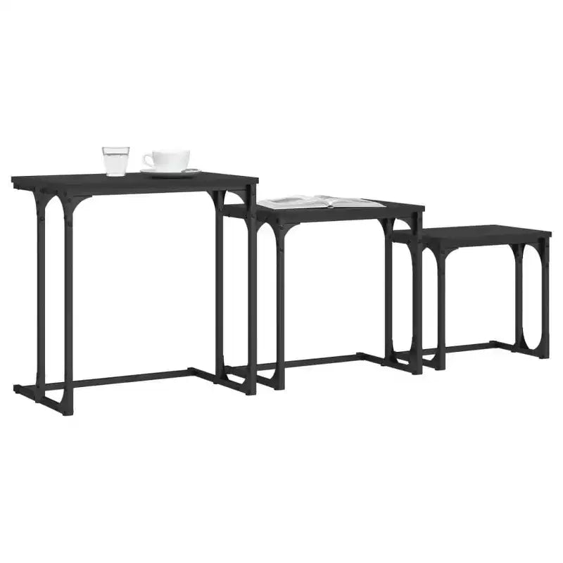 Nesting Coffee Table Black Engineered wood, metal Small Stackable