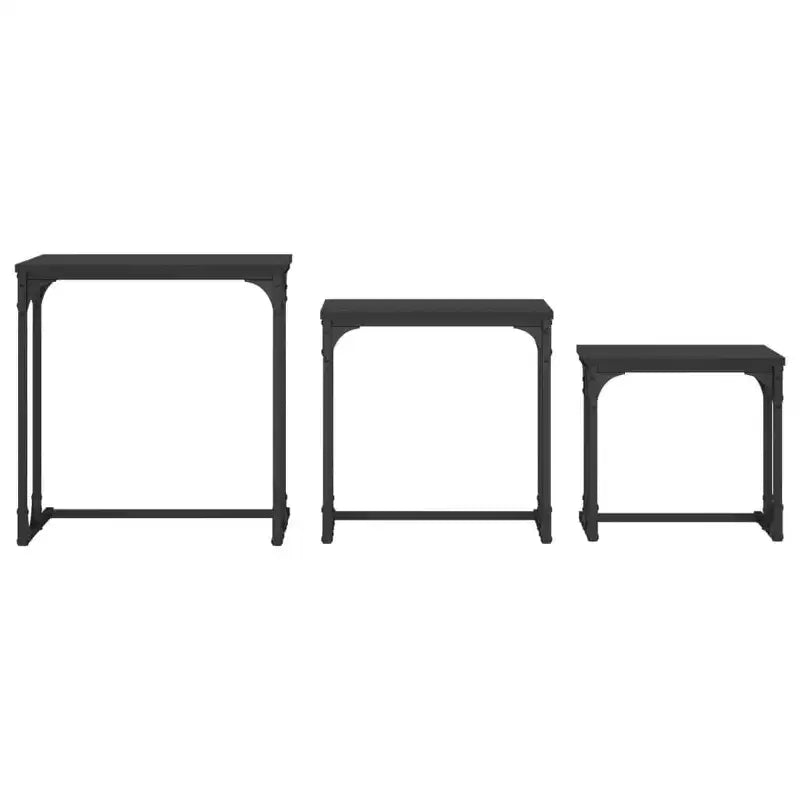 Nesting Coffee Table Black Engineered wood, metal Small Stackable