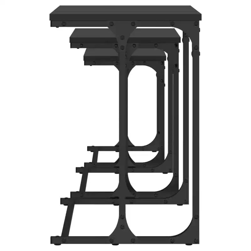 Nesting Coffee Table Black Engineered wood, metal Small Stackable