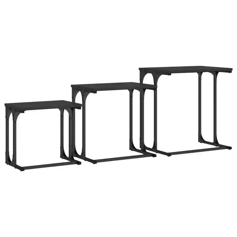 Nesting Coffee Table Black Engineered wood, metal Small Stackable
