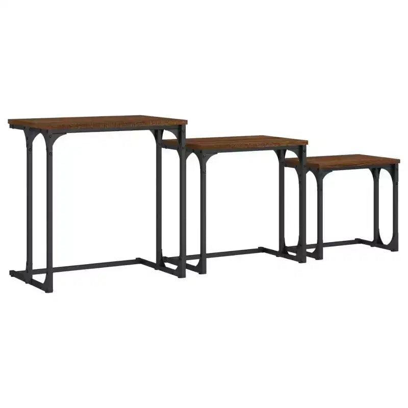 Nesting Coffee Table Black Engineered wood, metal Small Stackable