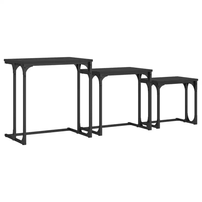 vidaXL Nesting Coffee Table Black Engineered wood, metal Small Stackable