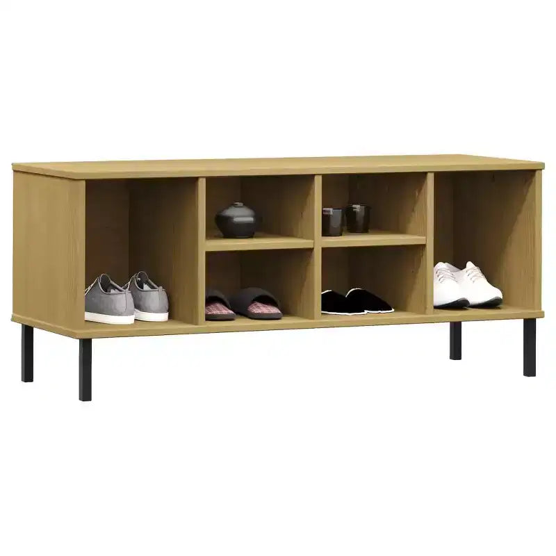Shoe Cabinet Shoe Cubby with 6 Compartments Shoe Rack Solid Pine Wood