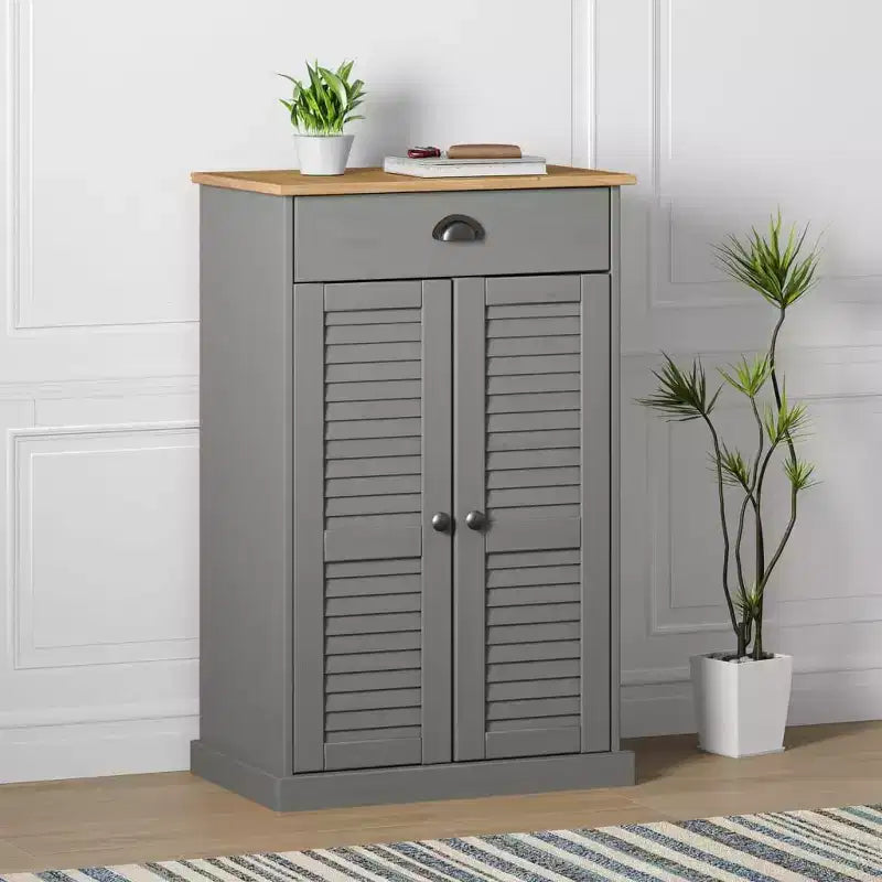 Shoe Cabinet Shoe Storage Organizer with Doors Solid Wood Pine