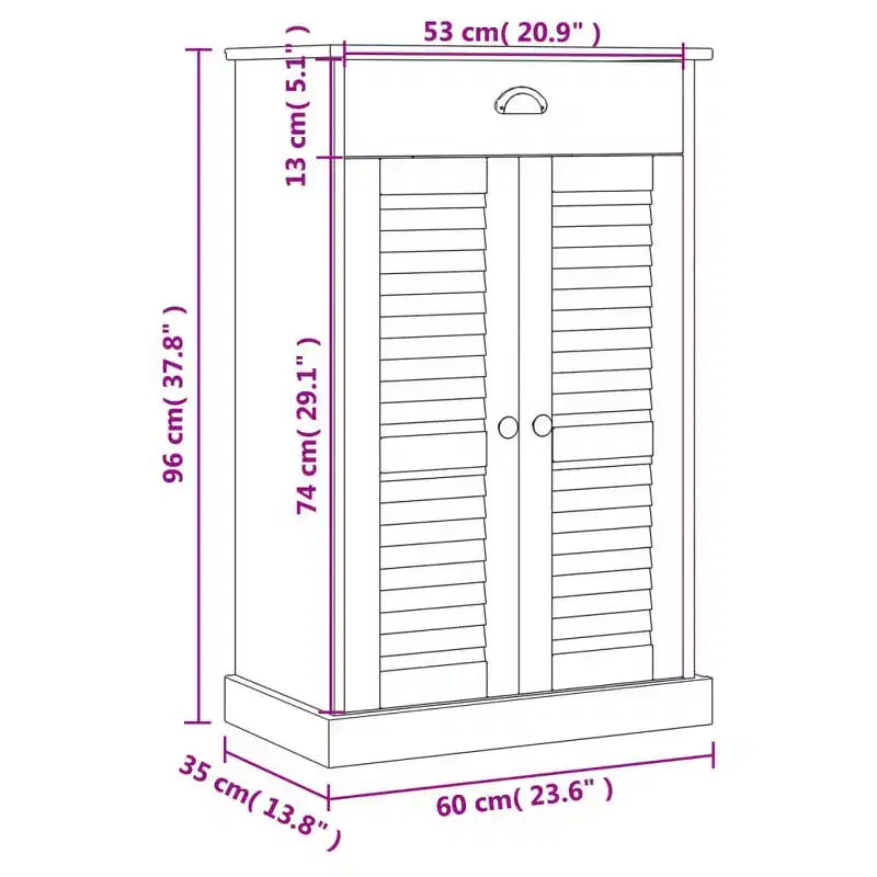 Shoe Cabinet Shoe Storage Organizer with Doors Solid Wood Pine