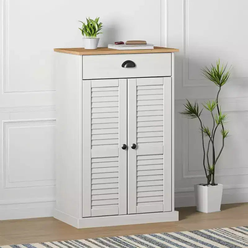 Shoe Cabinet Shoe Storage Organizer with Doors Solid Wood Pine