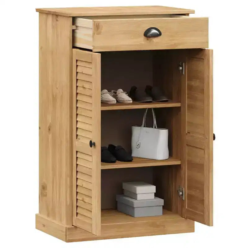 Shoe Cabinet Shoe Storage Organizer with Doors Solid Wood Pine