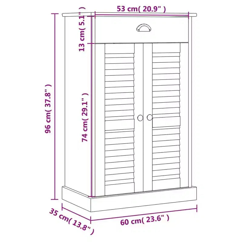 Shoe Cabinet Shoe Storage Organizer with Doors Solid Wood Pine