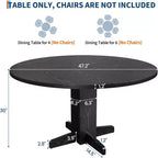 47 Round Dining Table for 4-6, Farmhouse Wood Kitchen Table with Sturdy Pedestal Base, Circle Dinner Table for Dining Room or Apartment
