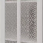 Double Frosted Glass Display Cabinet Bookcase Open Bottom Shelf Scalloped Edge Accent Home Office Books & Decor Storage Cabinet Organizer