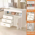Nursery Dresser & Baby Changing Table - Wooden 3-Drawer Storage with Built-in Shelves and Top-Mounted Changing Station