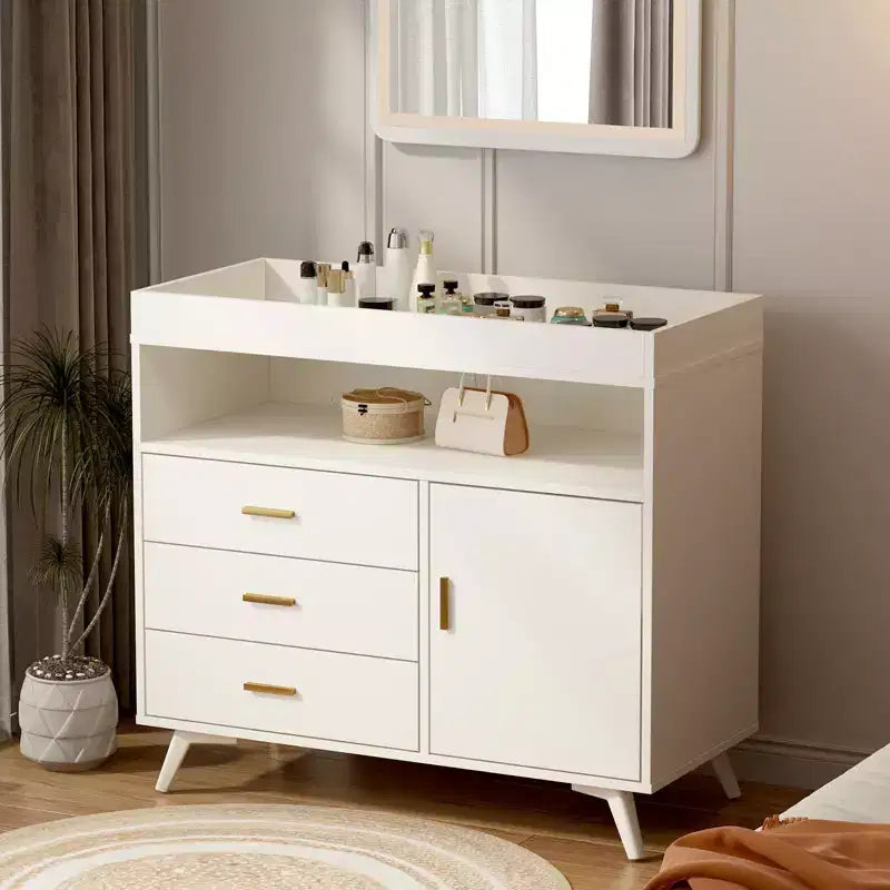 Nursery Dresser & Baby Changing Table - Wooden 3-Drawer Storage with Built-in Shelves and Top-Mounted Changing Station