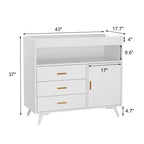 Nursery Dresser & Baby Changing Table - Wooden 3-Drawer Storage with Built-in Shelves and Top-Mounted Changing Station