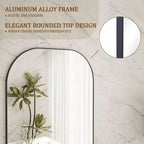 Full Length Mirror 56 inchx 21 inch Black Top Square Edged Floor Mirror with Aluminum Alloy Frame for Bedroom Living Room