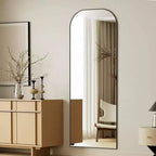 Full Length Mirror 56 inchx 21 inch Black Top Square Edged Floor Mirror with Aluminum Alloy Frame for Bedroom Living Room