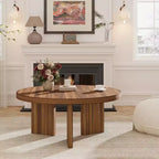 Round Coffee Table, 33.5 Coffee Table for Living Room, Wood Center Table, Small Space, Home Office, Easy Assembly