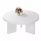 Round Coffee Table, 33.5 Coffee Table for Living Room, Wood Center Table, Small Space, Home Office, Easy Assembly