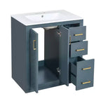 30 Bathroom Vanity with Sink, Bathroom Floor Cabinet with Drawers and Soft Closing Doors, Single Sink Bathroom Vanity