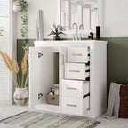 30 Bathroom Vanity with Sink, Bathroom Floor Cabinet with Drawers and Soft Closing Doors, Single Sink Bathroom Vanity
