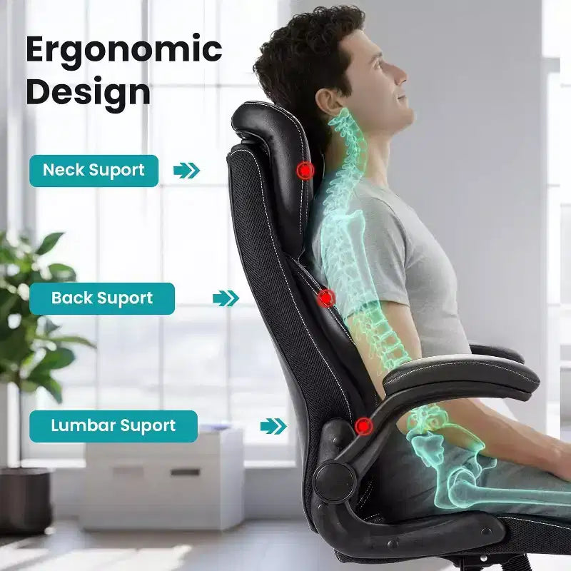 Ergonomic Office Chair, Reclining Executive Office Desk Chair, High Back Chair for Home Office, Black