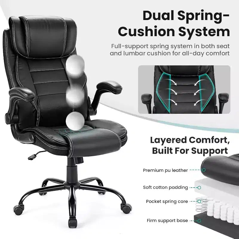 Ergonomic Office Chair, Reclining Executive Office Desk Chair, High Back Chair for Home Office, Black