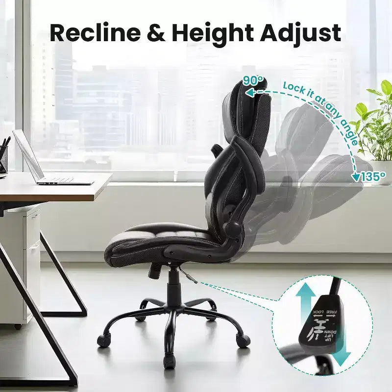 Ergonomic Office Chair, Reclining Executive Office Desk Chair, High Back Chair for Home Office, Black