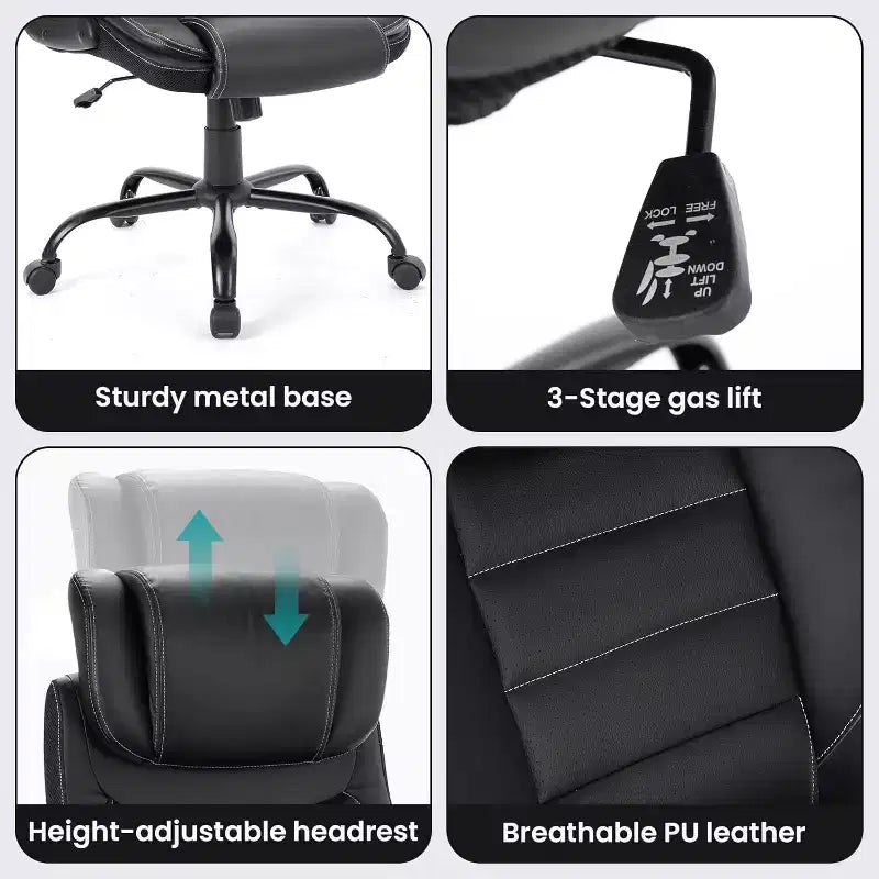 Ergonomic Office Chair, Reclining Executive Office Desk Chair, High Back Chair for Home Office, Black