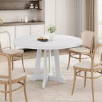 47 Inch Round Dining Table, Wood Kitchen Dining Room Table for 4-6, Circle Dinner Tables