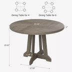 47 Inch Round Dining Table, Wood Kitchen Dining Room Table for 4-6, Circle Dinner Tables