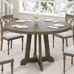 47 Inch Round Dining Table, Wood Kitchen Dining Room Table for 4-6, Circle Dinner Tables