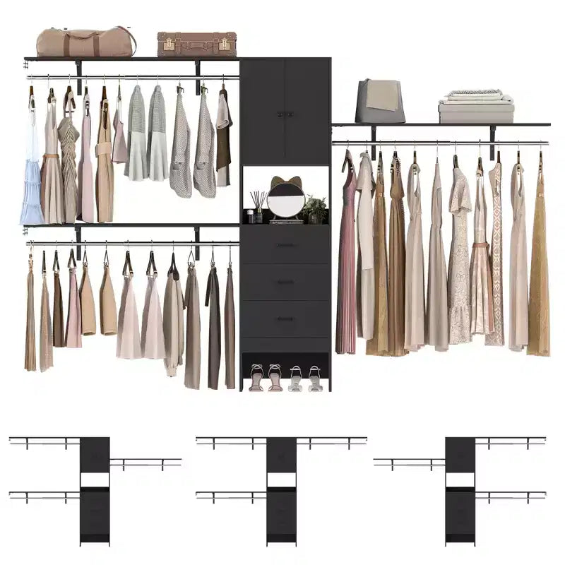 20-120 W Wooden Closet System with Doors and Drawers