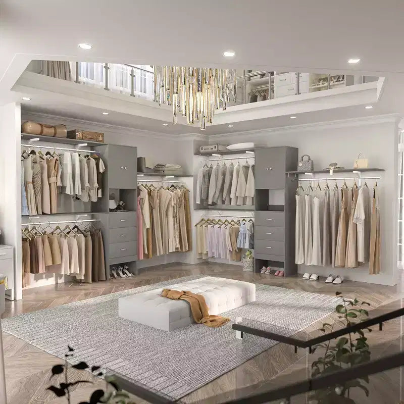 20-120 W Wooden Closet System with Doors and Drawers