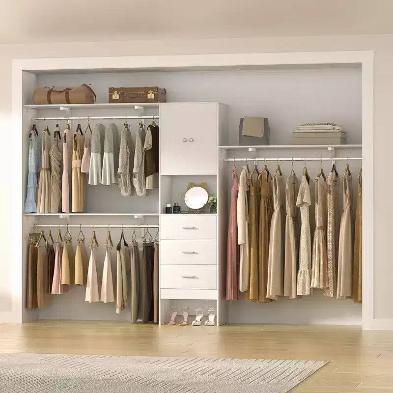 20-120 W Wooden Closet System with Doors and Drawers